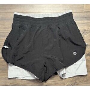 Nautica Competition 2‑in‑1 Running Shorts SZ L Black Gray Liner Quick‑Dry Gym